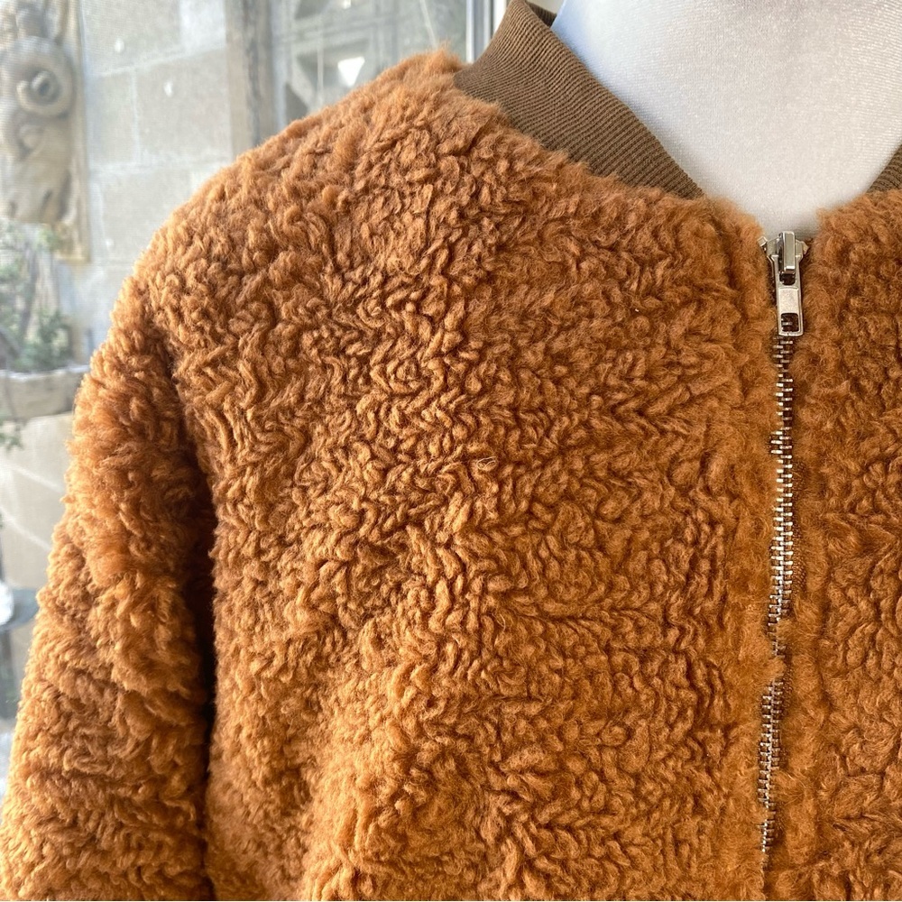 Easel Los Angeles Schnauzer Embroidered Teddy Bomber Jacket Camel, Size S NWT - Picture 4 of 12